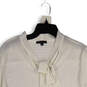 Womens White Striped Tie Neck Long Sleeve Pullover Blouse Top Size XL image number 2