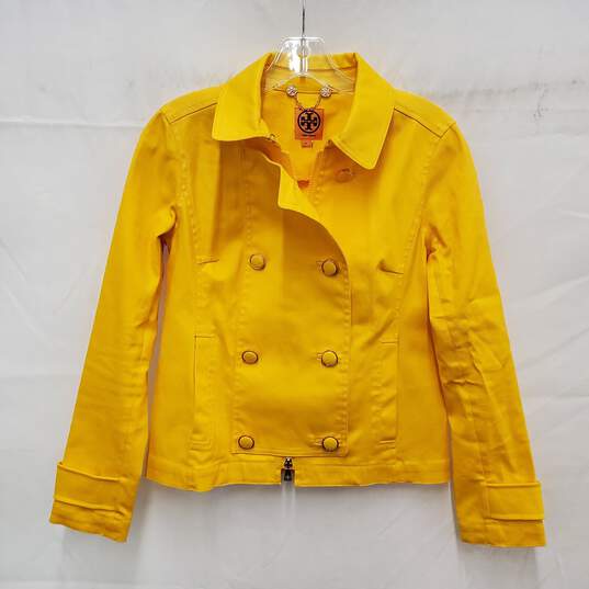 Tory Burch WM's Yellow Denim 6 Button Peacoat Size 0 image number 1