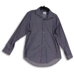 Mens Gray Long Sleeve Spread Collar Slim Fit Dress Shirt Size 16.5 32/33