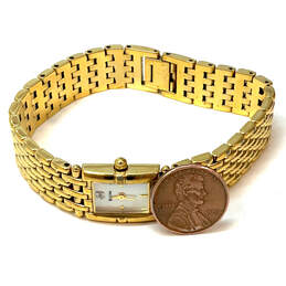 Designer Bulova Gold-Tone Chain Strap Rectangle Dial Analog Wristwatch alternative image