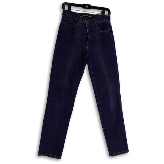 Womens Blue Dark Wash Denim Stretch Pockets Classic Skinny Leg Jeans Size 6 image number 1
