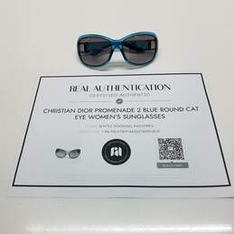 AUTHENTICATED Christian Dior Promenade 2 Blue Round Cat Eye Womens Sunglasses