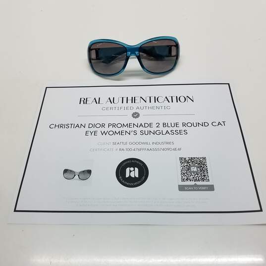 AUTHENTICATED Christian Dior Promenade 2 Blue Round Cat Eye Womens Sunglasses image number 1