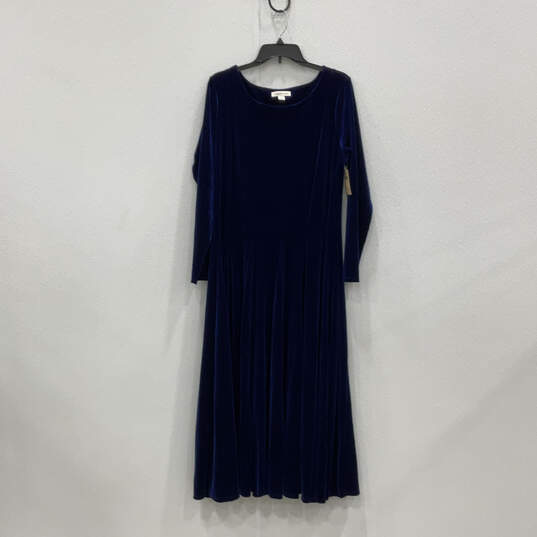 NWT Womens Blue Velvet Long Sleeve Round Neck Pullover Maxi Dress Size 16 image number 1