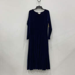 NWT Womens Blue Velvet Long Sleeve Round Neck Pullover Maxi Dress Size 16