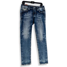 Womens Blue Denim Medium Wash 5-Pocket Design Skinny Leg Jeans Size 28