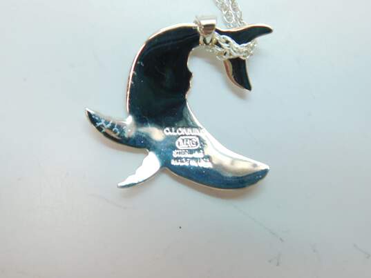Odin Lonning Sterling Silver Humpback Whale Pendant Necklace 13.5g image number 4