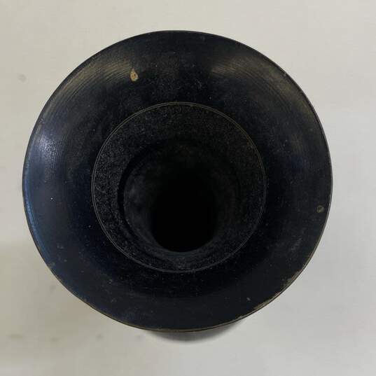Brass on Black 15 inch Tall Etched Vase Marked India Vintage Vase image number 4
