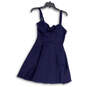 Womens Blue Wide Strap Sleeveless Knot Back Zip Fit & Flare Dress Size XS image number 1