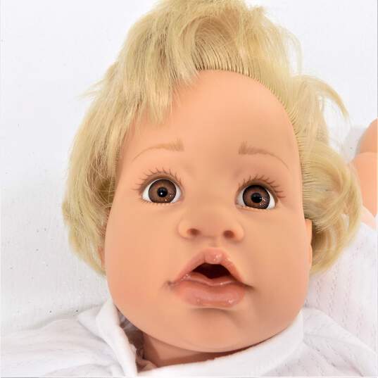 Gotz  Germany Baby Girl Reborn Doll Weighted Blonde Hair Brown Eyes image number 2