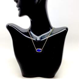Designer Kendra Scott Elisa Gold-Tone Blue Stone Cat’s Eye Pendant Necklace