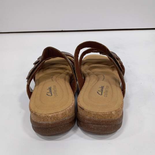 Women’s Clarks Roseville Bay Leather Slide Sandals Sz 9.5M image number 4