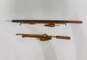(2) Vintage Wooden Ice Fishing Poles Sticks Jigs w/ Bobbers image number 1