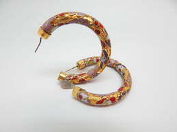 Vintage Cloisonné Floral Enamel Bangle Bracelets & Hoop Earrings 53.8g alternative image
