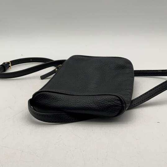 Kate Spade Womens Black Gold Adjustable Strap Zipper Pocket Crossbody Purse image number 4