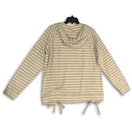 NWT Michael Kors Womens Beige White Striped Long Sleeve Pullover Hoodie Size L alternative image