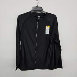 Black Mesh Long Sleeve Zip Up Jacket
