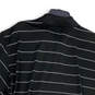 Mens Black White Striped Short Sleeve Button Collared Golf Polo Shirt XXL image number 4