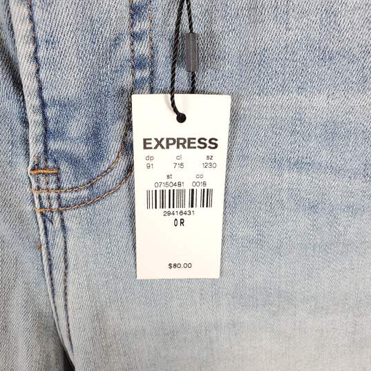 Express Women Blue High Rise Flared Jeans Sz 0 NWT image number 5