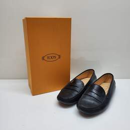 TOD'S Black Leather Slip On Loafers W/Box WM Size 38