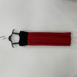 NWT Womens Black Red Sleeveless Wide Strap Pleated Sweatheart Neck Maxi Dress Size 4 alternative image