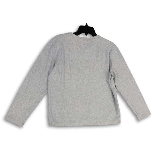 Womens Gray Heather V-Neck Stretch Long Sleeve Pullover T-Shirt Size Small image number 2
