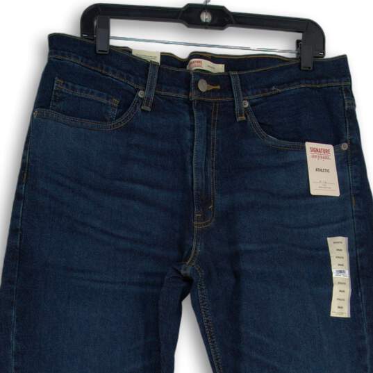 NWT Mens Dark Blue Denim Stretch Pockets Straight Leg Jeans Size 34x30 image number 3