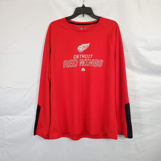 Majestic Detroit Red Wings Men Athletic L/S Tee sz XL image number 1