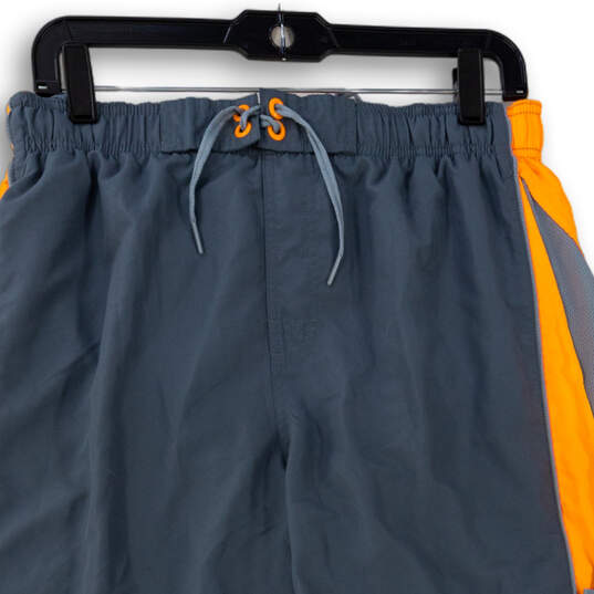 Mens Blue Orange Colorblock Elastic Waist Athletic Shorts Size X-Large image number 3