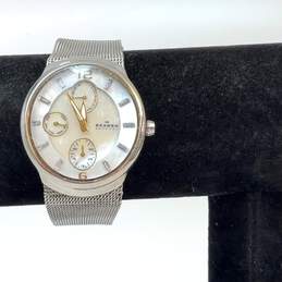 Designer Skagen Denmark 486SGSC Analog White Round Dial Quartz Wristwatch