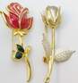 Gold Tone Faux Gemstone Tree & Flowers Brooch Lot image number 4