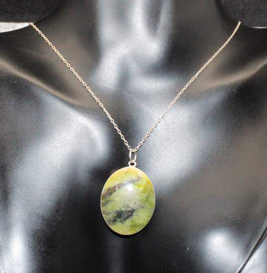 Connemara Marble & Sterling Silver Nephrite Pendant Necklace image number 3