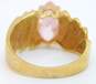 10K Gold Pink Cubic Zirconia Marquise Solitaire Ridged Wide Band Ring 4.2g image number 6