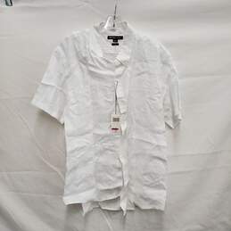 NWT Michael Kors MN's Basic White Slim Fit 100% Linen Short Sleeve Shirt Size XL