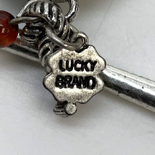 Designer Lucky Brand Silver-Tone Multicolor Enamel Floral Chain Bracelet image number 4