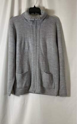 London Fog Mens Gray Turtleneck Pockets Long Sleeve Full Zip Sweater Size M