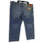NWT Mens Blue 501 Medium Wash Pockets Stretch Denim Straight Jeans Sz 54X30 image number 2