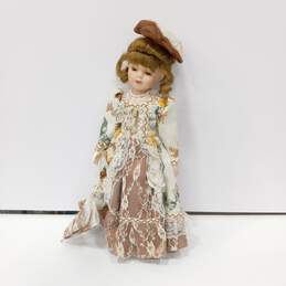 Porcelain Doll w/ Floral Lace Outfit