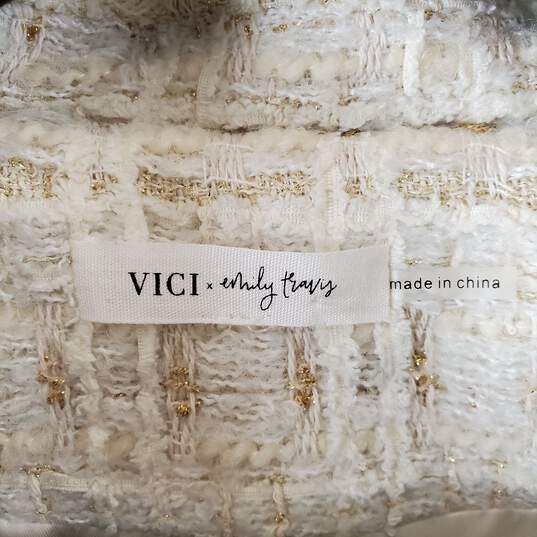 Vici Women Ivory Knitted Metallic Blazer 2XL image number 3
