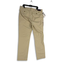 NWT Mens Beige Flat Front Pockets Stretch Classic Fit Chino Pants Sz 40T/36 alternative image
