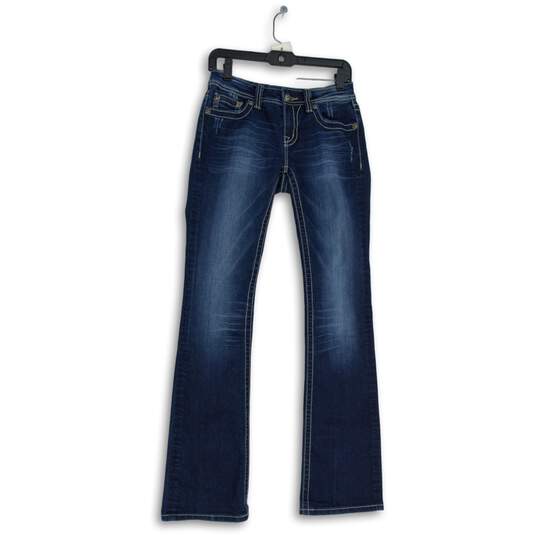 Womens Blue Denim Medium Wash 5-Pocket Design Bootcut Leg Jeans Size 27 image number 1