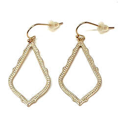 Designer Kendra Scott Gold-Tone Fish Hook Dangle Earrings With Dust Bag
