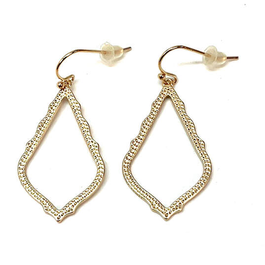 Designer Kendra Scott Gold-Tone Fish Hook Dangle Earrings With Dust Bag image number 1