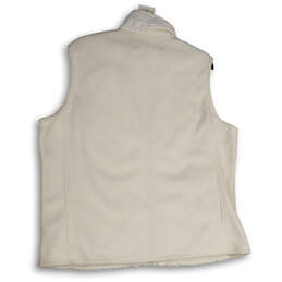 Womens White Sleeveless Mock Neck Pockets Full-Zip Quilted Vest Size 1X alternative image