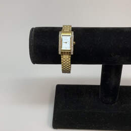 Designer Citizen Gold-Tone Rhinestone Rectangle Dial Analog Wristwatch