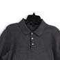 Mens Gray Heather Long Sleeve Spread Collar Stretch Polo Shirt Size Large image number 3