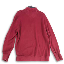 Mens Red Long Sleeve Mock Neck Quarter Zip Pullover Sweatshirt Size XL alternative image