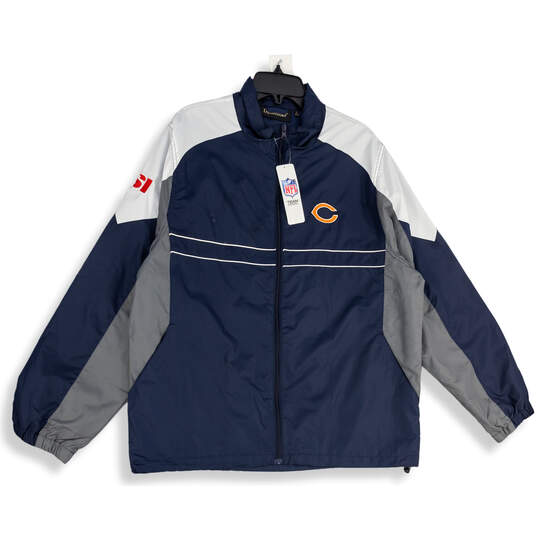 NWT Womens Blue Gray Chicago Bears Mock Neck Full-Zip Windbreak Jacket Sz L image number 1