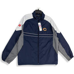 NWT Womens Blue Gray Chicago Bears Mock Neck Full-Zip Windbreak Jacket Sz L