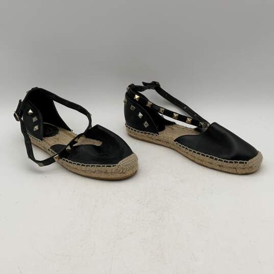 ASH Womens Black Beige Studded Adjustable Buckle Flat Espadrille Sandals Size 37 image number 1